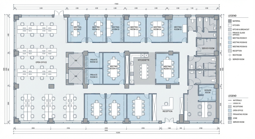 Floor plan for an office building